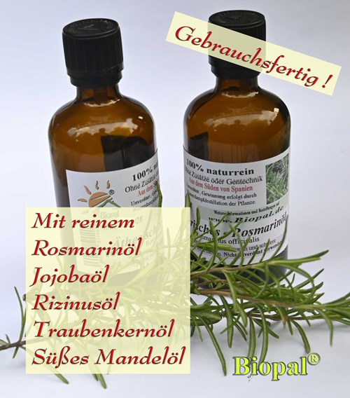 Rosmarinöl 100 ml mit reinen Basisölen als Haarpflege oder Haarmaske von Biopal®